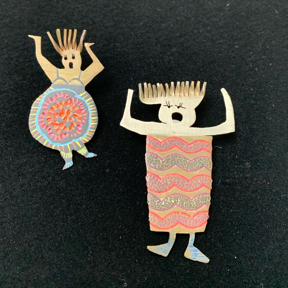 Party gal pins made of brass and hand painted